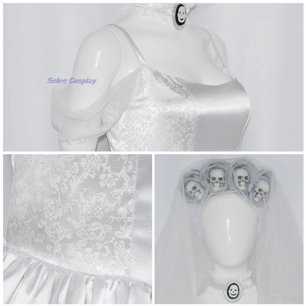 Neue Zombie Braut Emily Cosplay Rock Kostüm Sieger weißen Anzug Leiche Halloween Paar Rollenspiel weißen Hochzeits schleier cos Sets