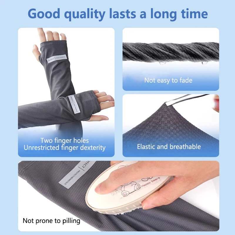 UV Solar Arm Sleeves Men Cycling Mask Long Sleeve Ice Silk Driving Arm Cover Sun-protective Summer Women Anti-Sunburn Cool Muff view 3