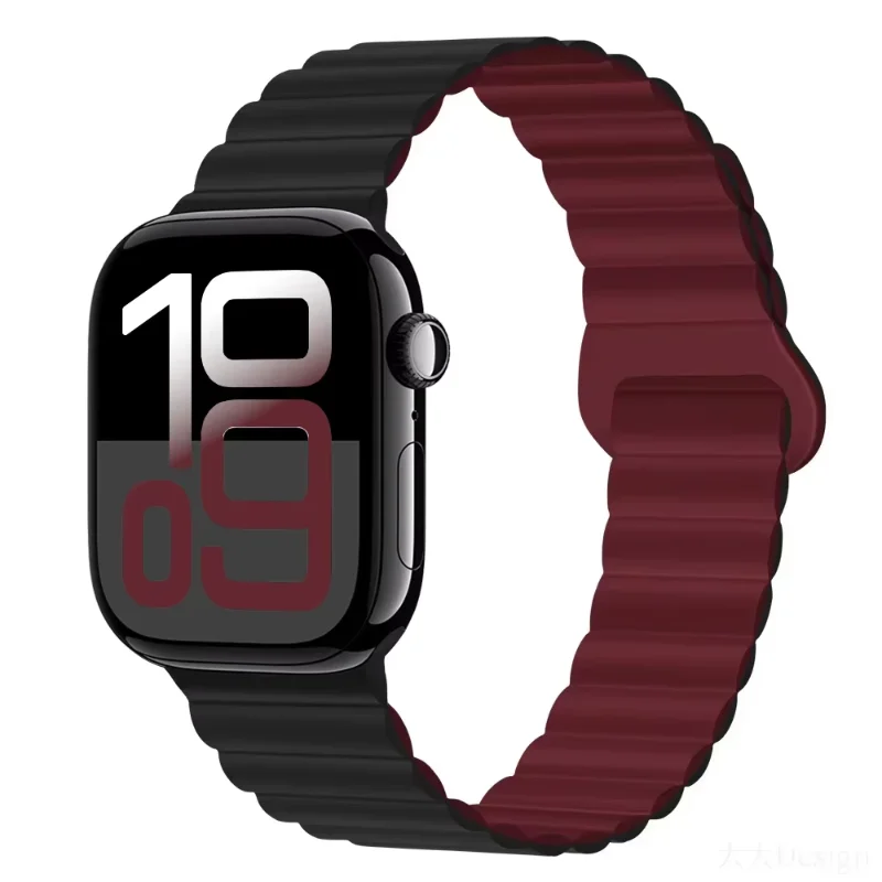 Спортивный силиконовый ремешок для Apple Watch Ultra 49 мм 7 8 9 41 мм 45 мм series10 46 мм 42 мм с магнитной петлей iWatch 6 5 4 SE 44 мм 40 мм