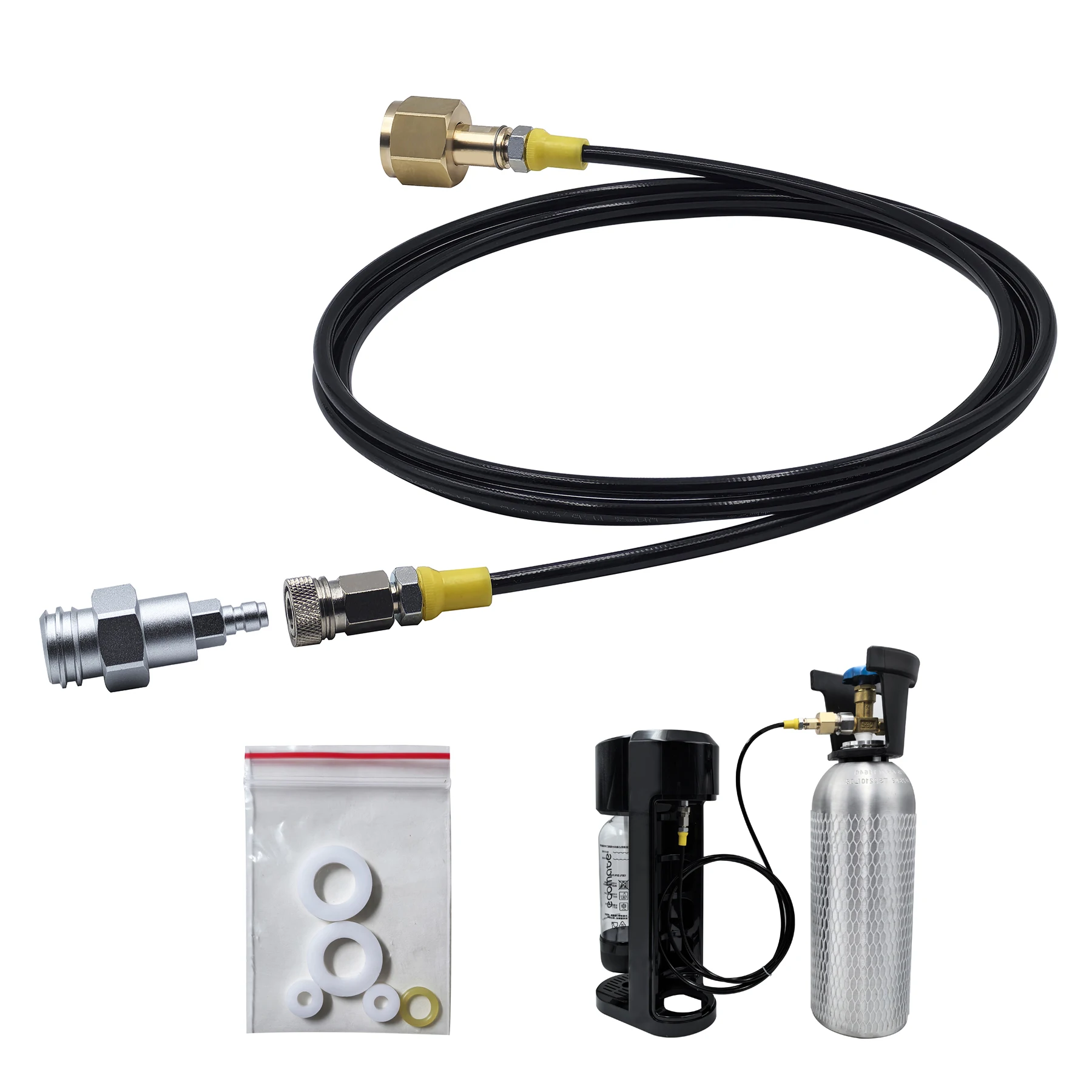 Frisdrankwatermaker naar externe Co2-tankcilinderadapter en slangset W21.8-14 G3/4 CGA320 met snelkoppelingsconnector