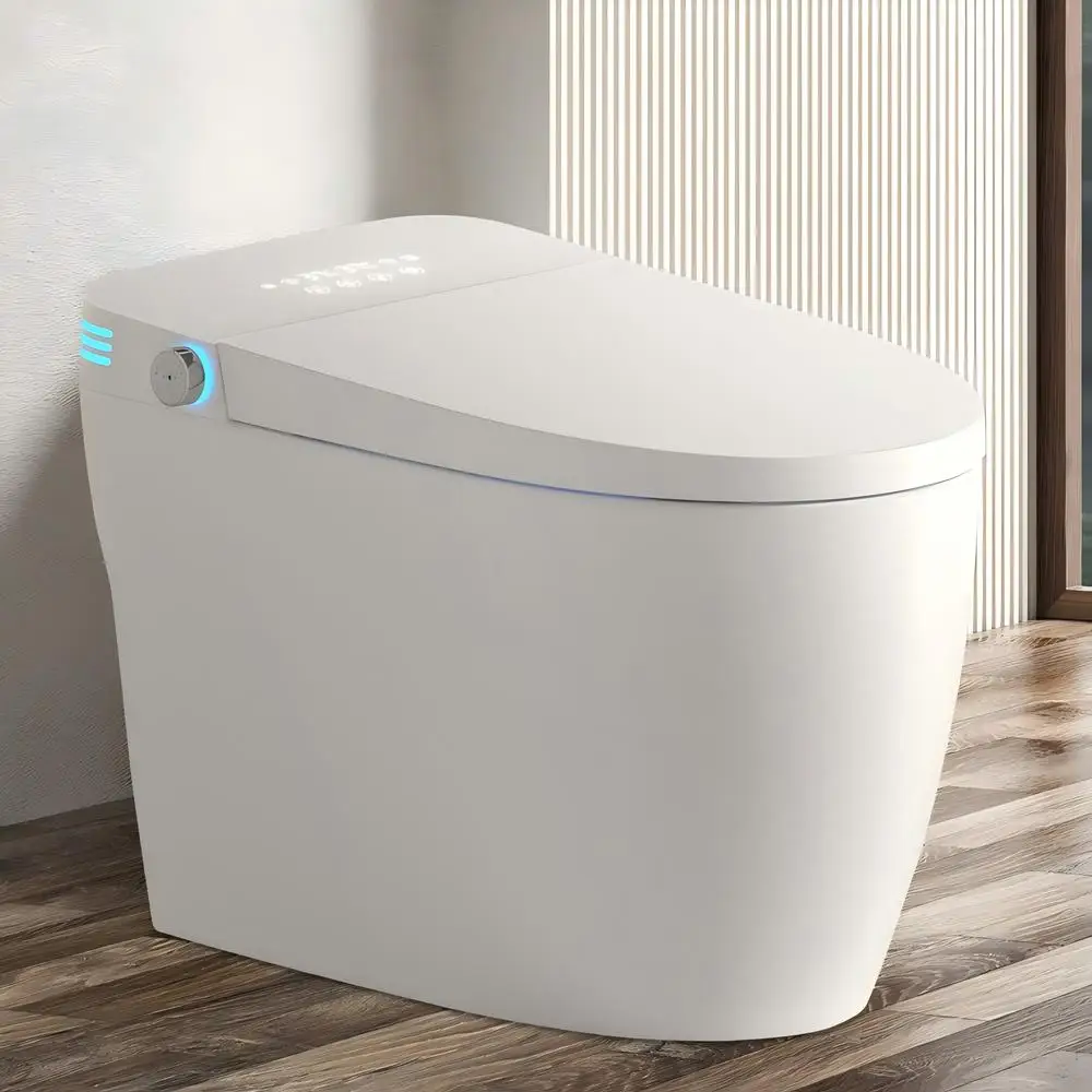 

Smart Toilet Bidet Built In Tankless One Piece Heated Seat Auto Flush Warm Water Dry Remote Foot Sensor Night Light