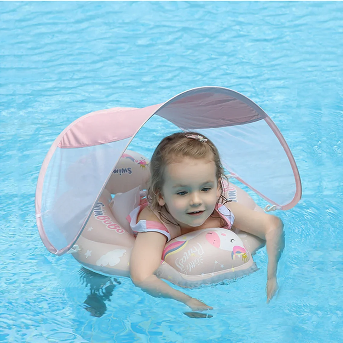 

Baby Swimming Ring Inflatable Floating Swimming Mattress Sunshade Swimming Ring Pool Party Toys Pool Supplies