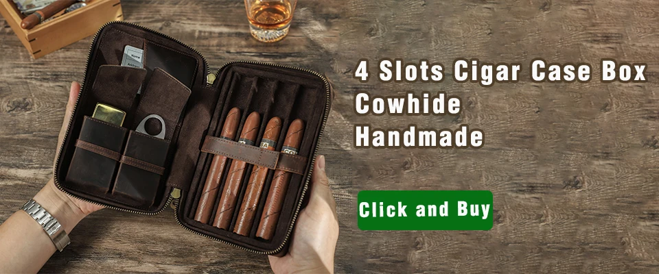 CONTACT'S FAMILY Leather Cigar Case Multiple Cigars Sets Storage Portable Cigar Box Humidor Box for Travel Gift for Man Father