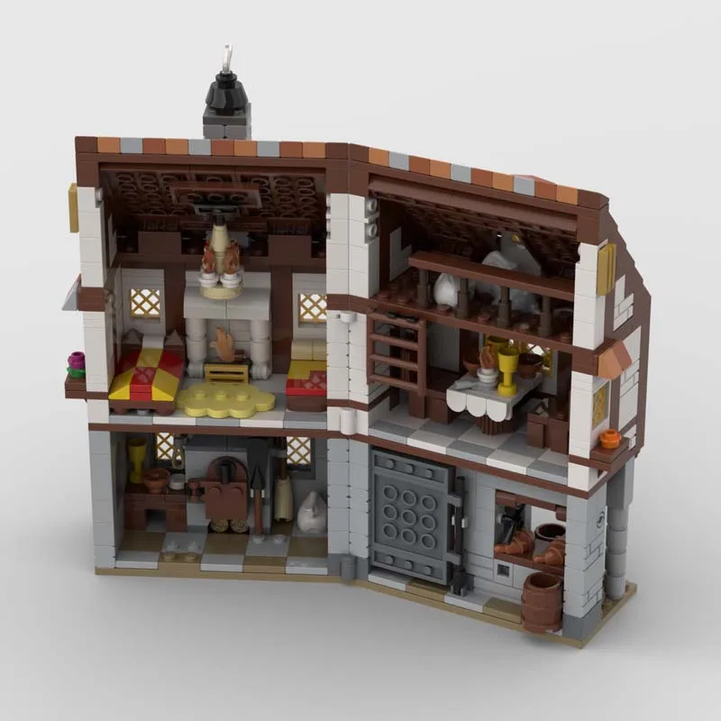 Juguetes de bloques de construcción MOC, panadería Medieval, 780 Uds., regalo creativo de vacaciones para todos los amantes de la arquitectura