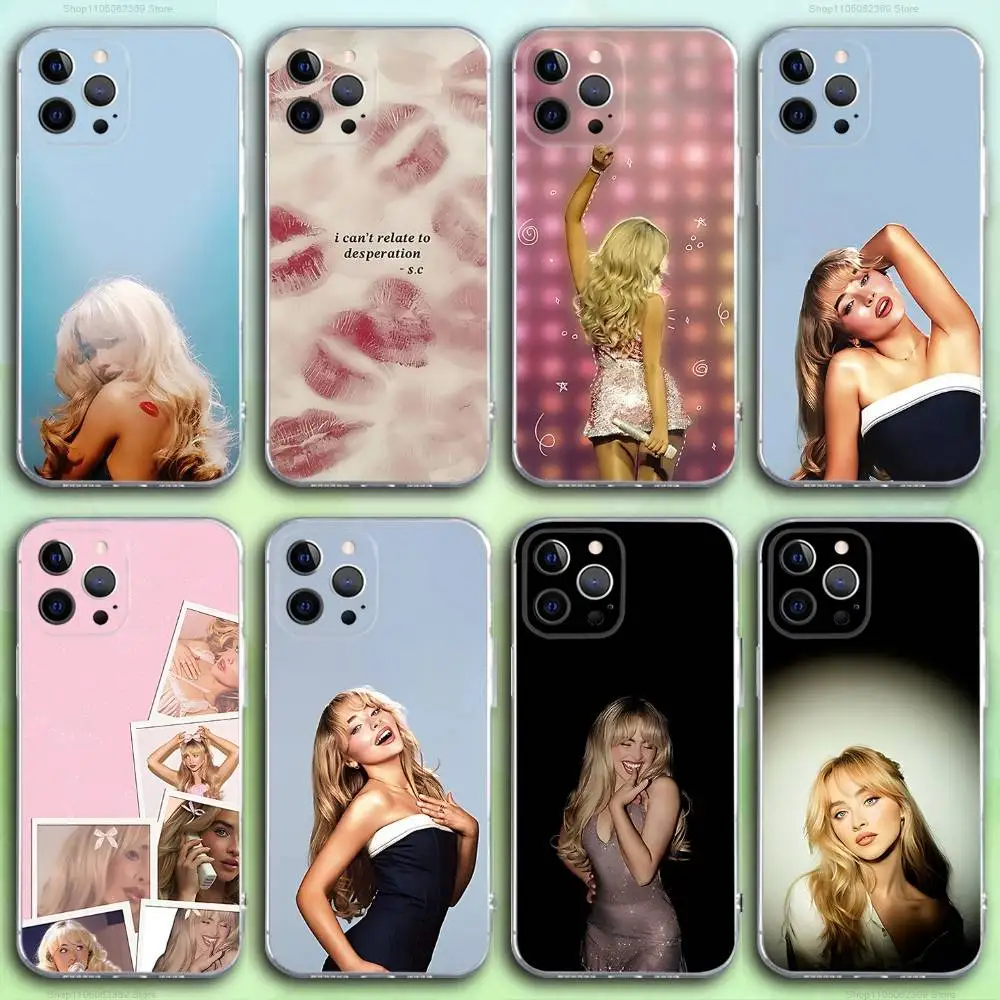 

S-Sabrina Singer Carpenter Phone Case For iPhone 16,15,14,13,12,11 Pro,Max,Plus,X,XS,XR,SE4,E Mini Transparent Soft Cover