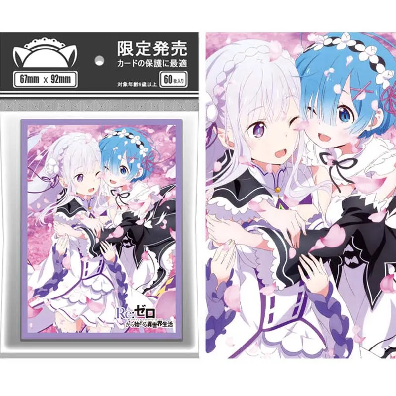 

60pcs/set Re:Life in a different world from zero Card Sleeve Emilia Rem Game Collection Card Protective Cover Gift Toys 67X92mm