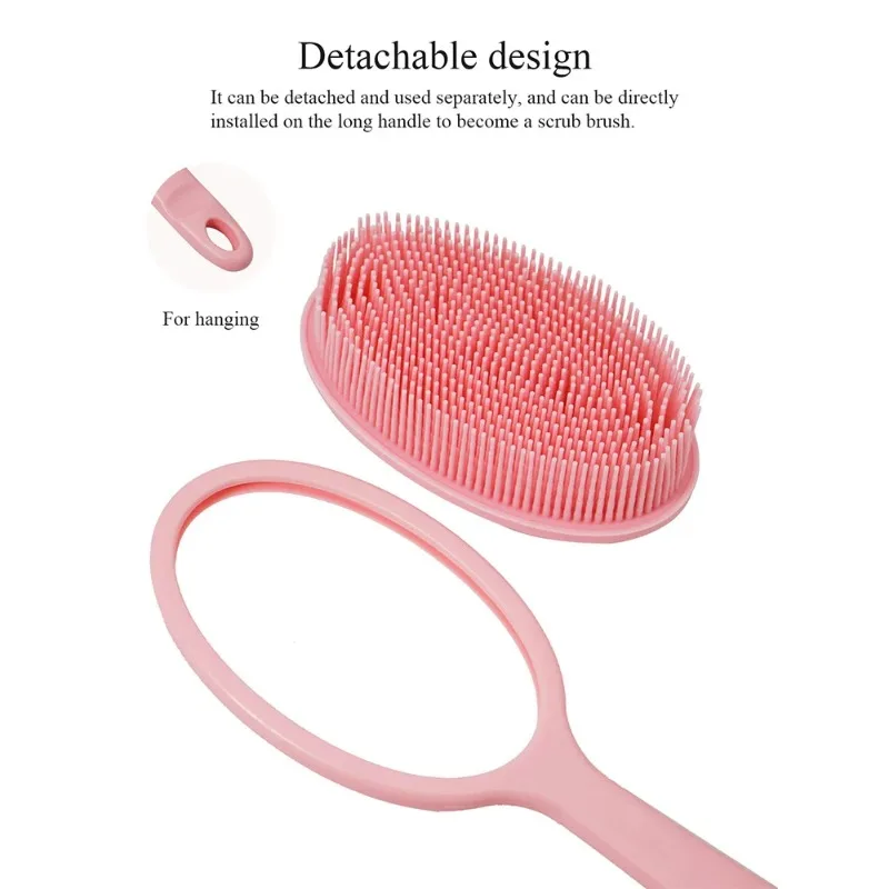 Miękka szczotka do pleców do kąpieli Gąbka do kąpieli i prysznica Szczotka do szorowania z uchwytem Złuszczający peeling Masażer do skóry Złuszczająca szczotka łazienkowa