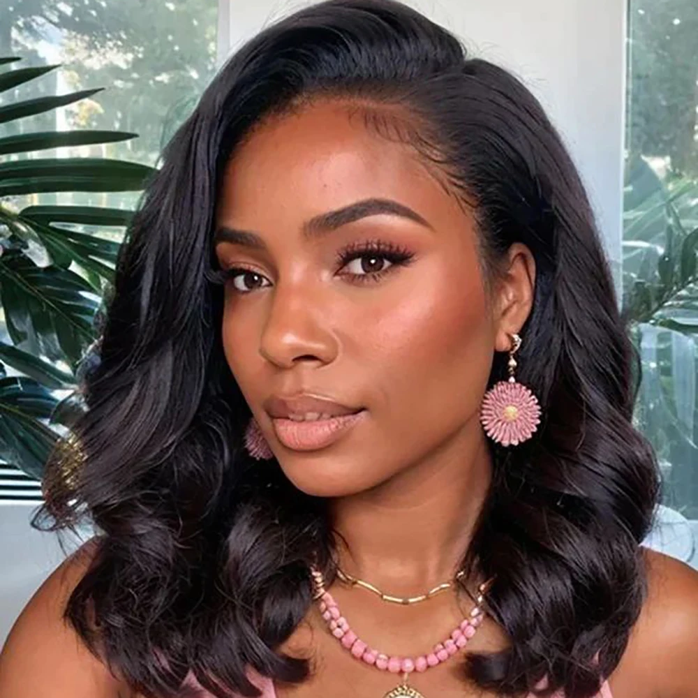 Preto encaracolado pixie perucas de cabelo humano natural realista 5x5 frente do laço sem cola para as mulheres uso diário estilo onda macia emaranhado livre