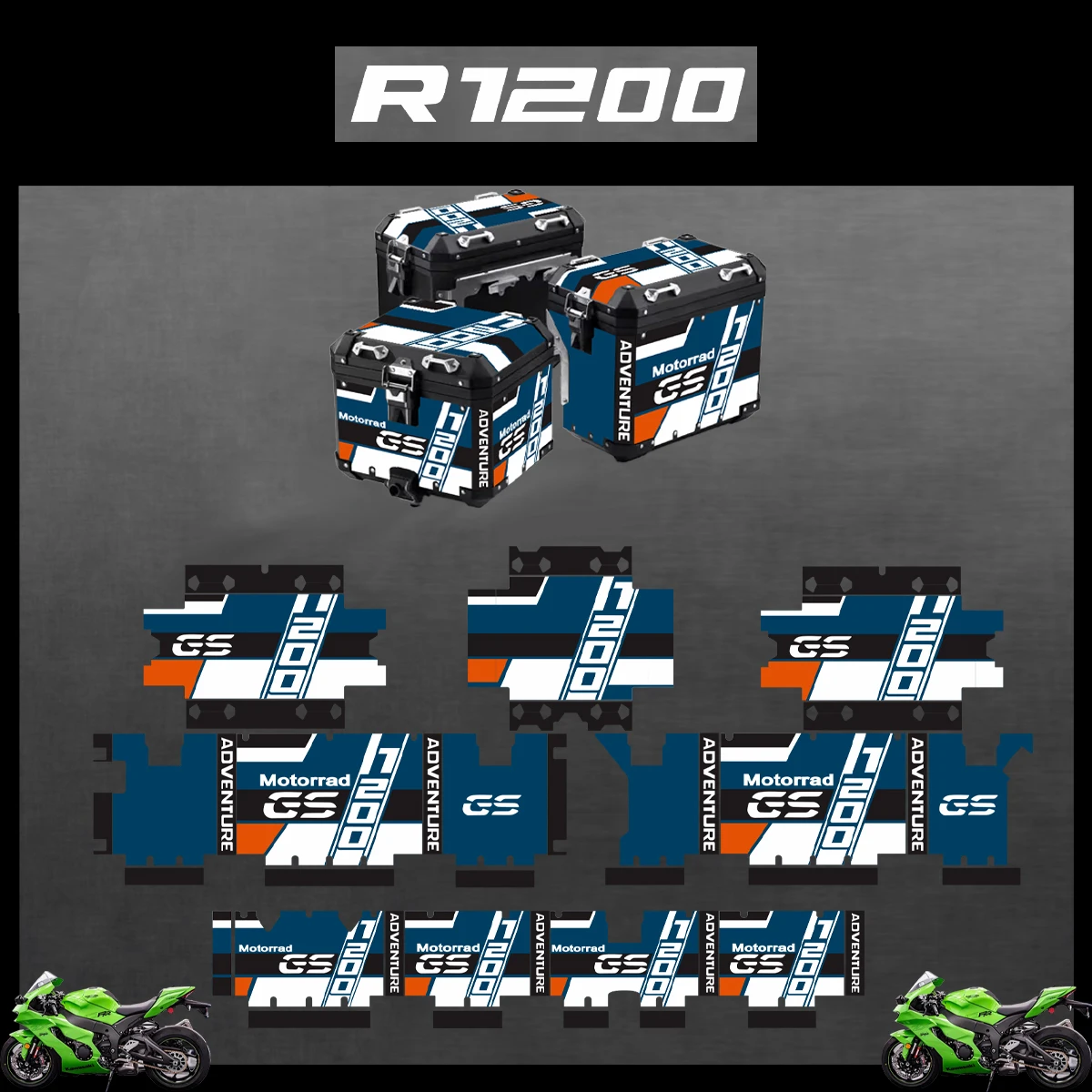 

Motorcycle Stickers For BMW R1200GS R1200 GS 2004-2023 2022 2021 ADV Decorative Alloy Box Sticker Decal Set aluminium pannier