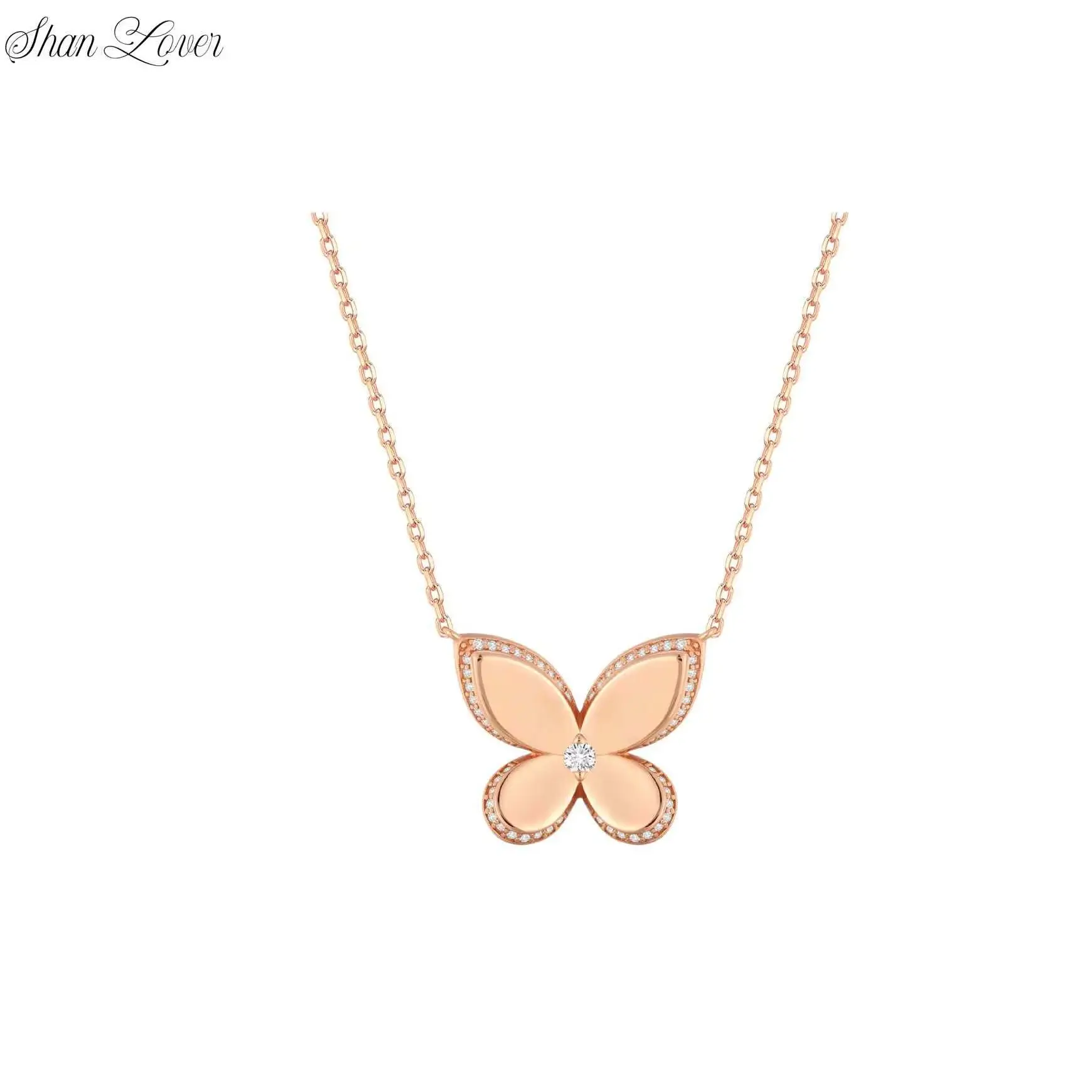 

ShanLover Brand Luxury Butterfly Pendants 925 Sterling Silver Chain Necklace Pendants For Woman Girl 18k Gold Plating Jewelry