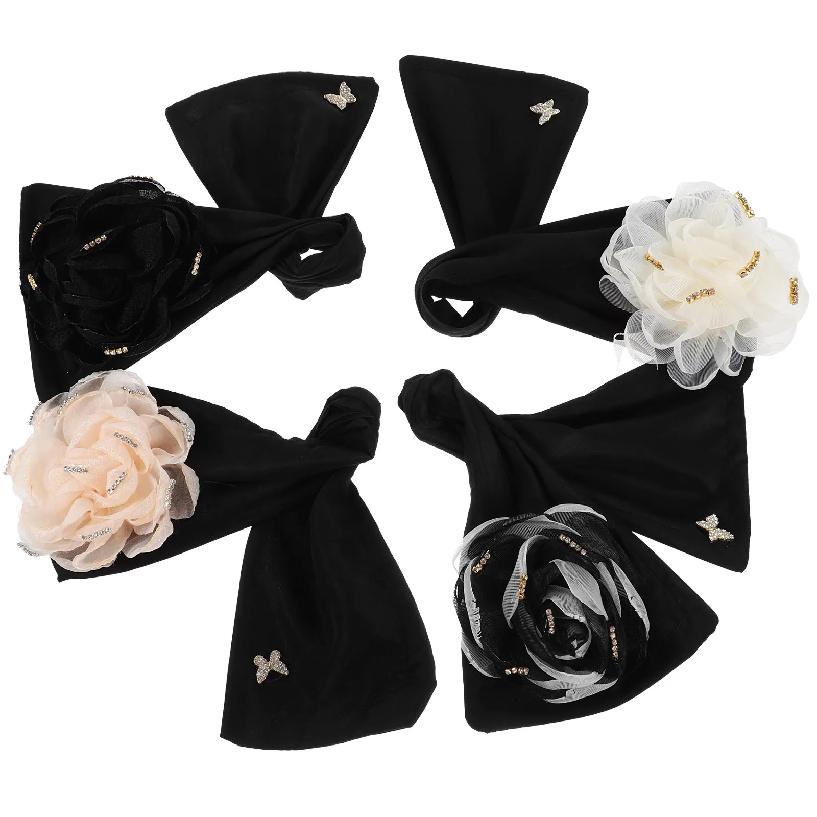 

4Pcs Elegant Flower Hair Bun Maker Lazy Curler for Women Soft Elastic Bun Shaper Styling Tool for Daily Wear Hair