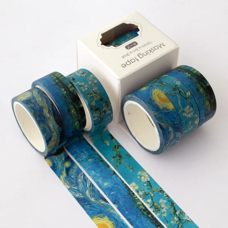 3 rollen washi-papier met een motief van een sterrenhemel, voor het decoreren van agenda's, cadeaus en andere creatieve projecten, decoratiemateriaal, kantoorartikelen, cadeau voor studenten.