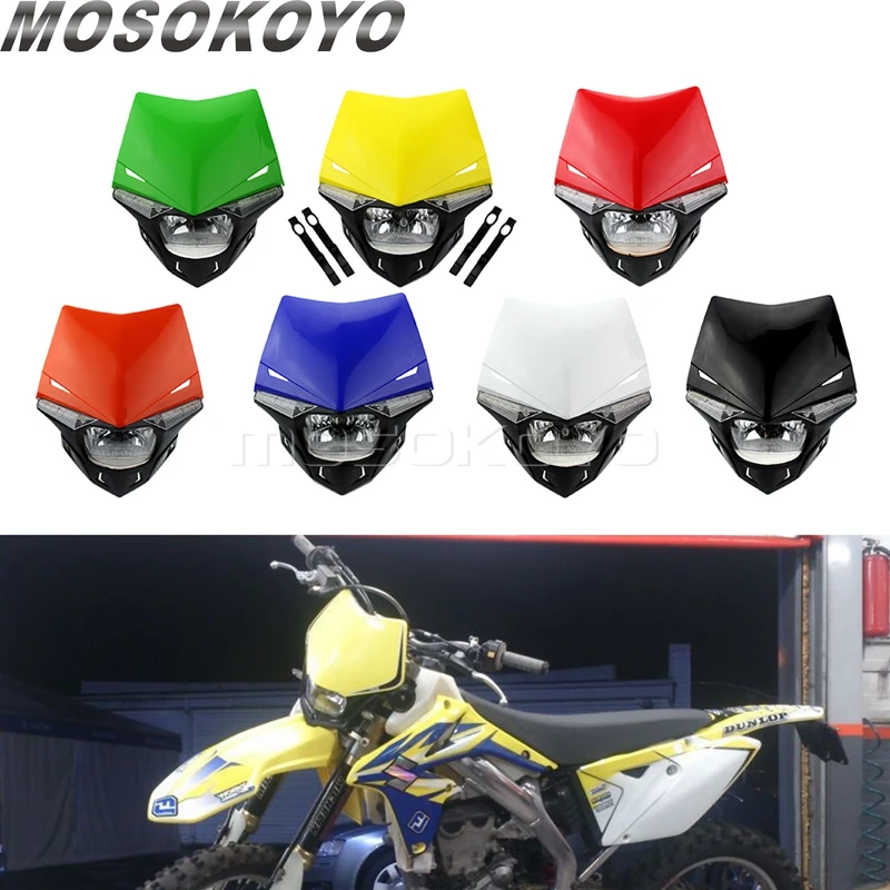 Motorcycles Dirt Bike Dual Sport Enduro Motocross Headlight Fairing for Suzuki Kawasaki Honda Yamaha YZ XT WR TTR Headlamp 12V