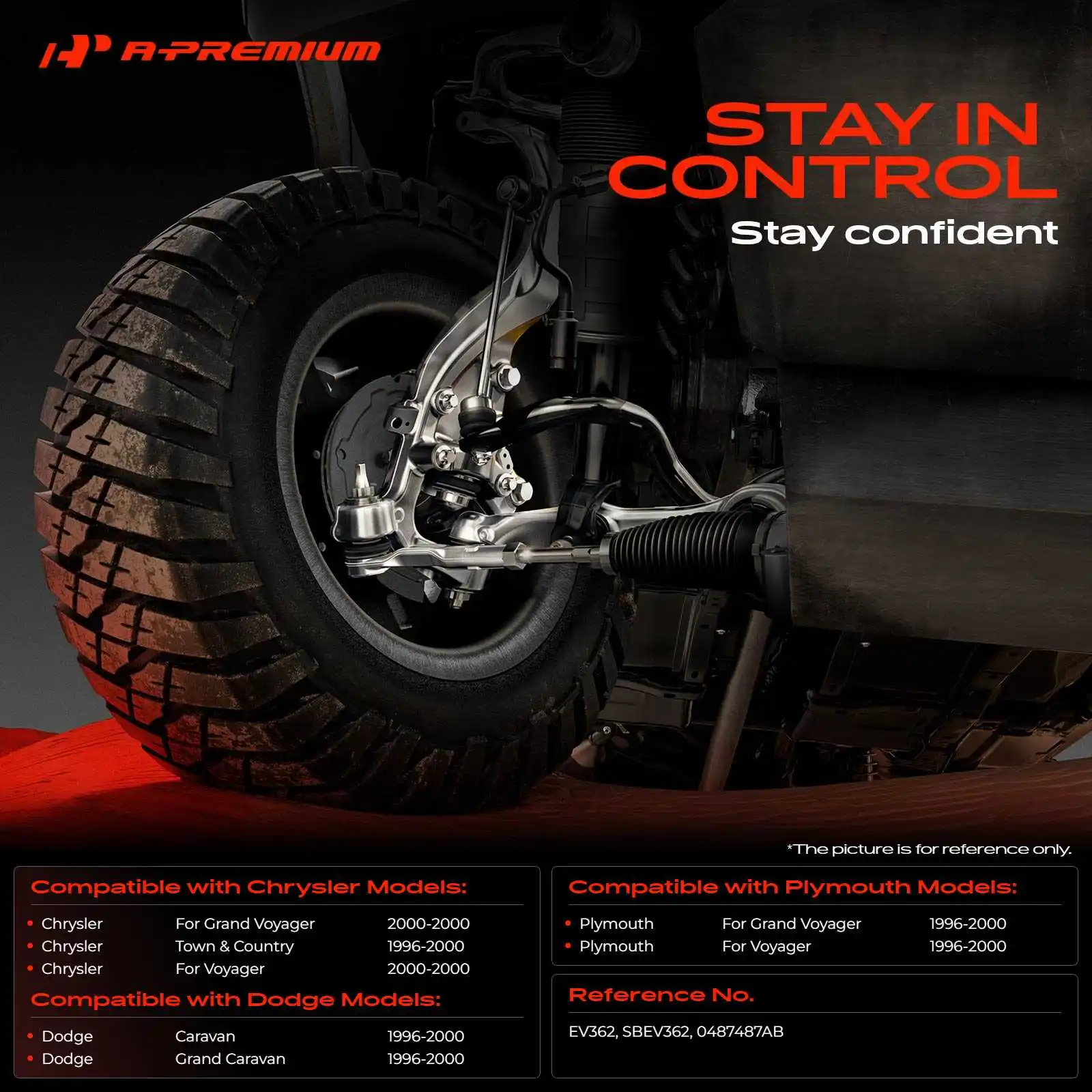 A-Premium 2x Inner Tie Rod End for Dodge Grand Caravan Caravan 1996-2000 Chrysler Town & Country 1996-2000 Voyager 2000