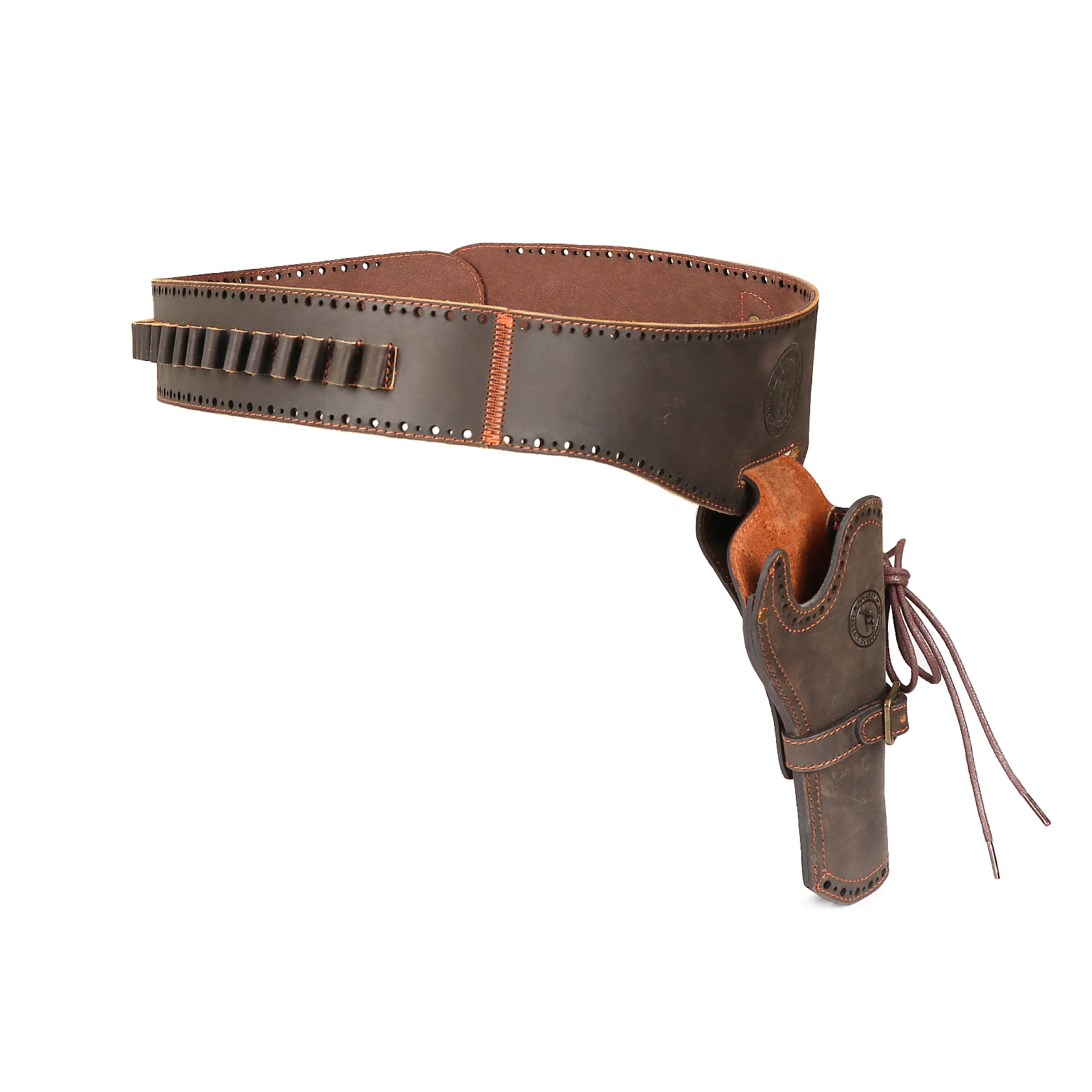 Tourbon Hunting Accessories Leather Pistol Holster Waist Bag Handgun Pouch Shell Ammo Belt 20 Rounds Fits 44/45 Cartridges