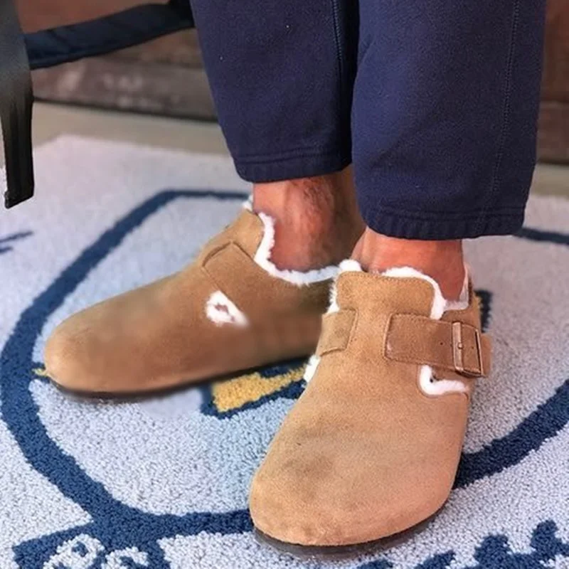 

Brown Fur Slip On Buckle Men Shoes Men's Dress Shoes Shallow Pumps High Quality Party Shoes Fashion Big Size 47 Zapatillas Mujer
