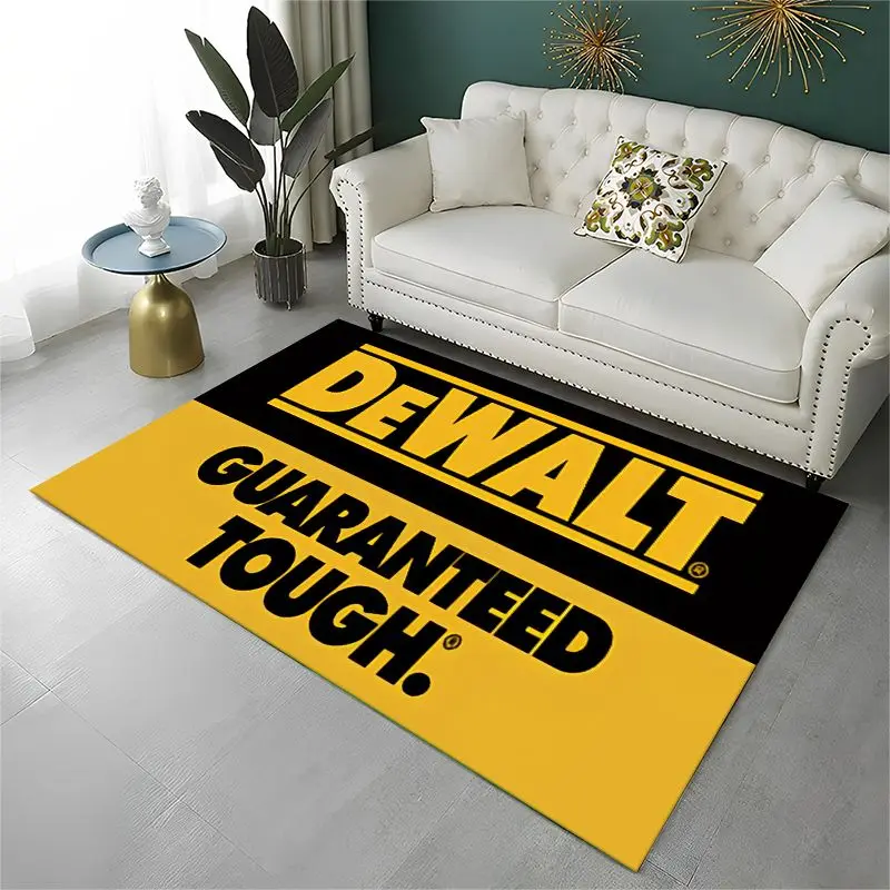 Retro D-DEWALT Electric Tools Logo Non-Slip Area Rug for Living Room,Bedroom,Playroom,Soft Carpet Floor Mat Home Decor Rug