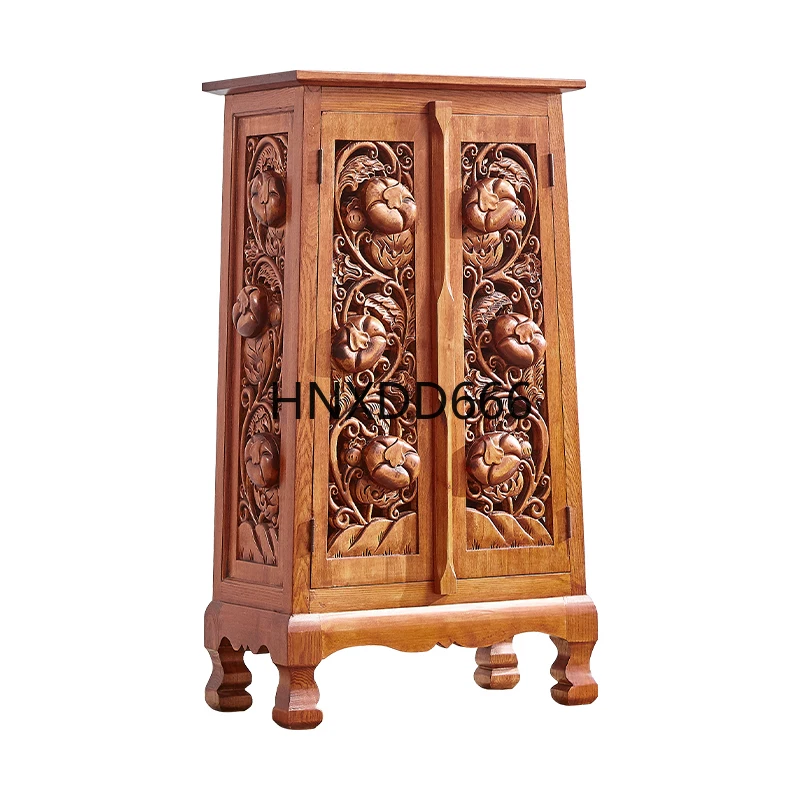 

Solid wood carving flower cabinet carving living room against the wall