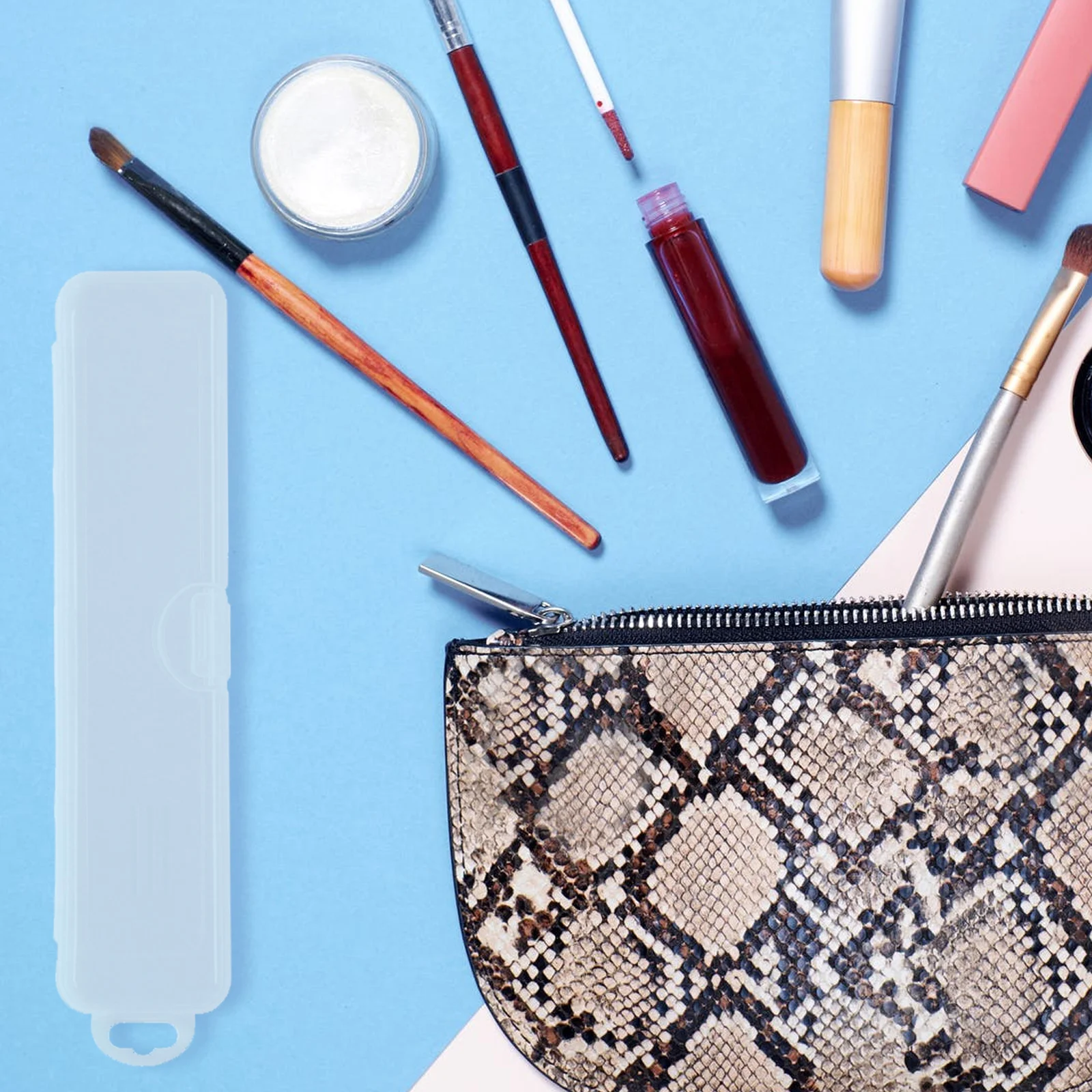 

4pcs Manicure Pen Storage Box Makeup Brush Container Oblong Cosmetics Accessory Holder Sturdy Nail Art Tool Case