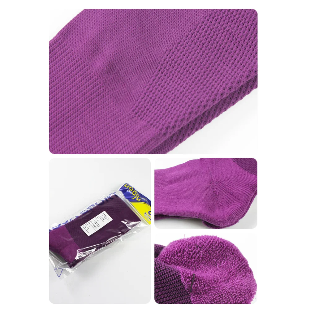 Men's Purple Sports Socks Elastic Breathable Anti-Slip for Football Soccer Athletic Solid Color Team Football Socks
