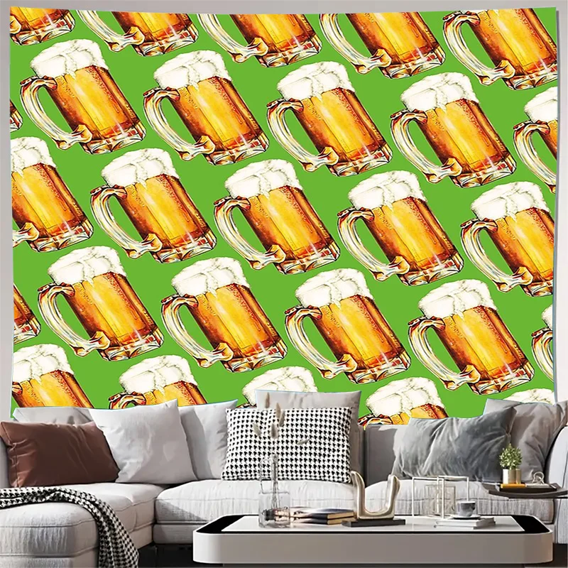 Vintage Beer Tapestry Wall Hanging Rustic Pub Decor Medieval Tavern Backdrop Beer Lover Gift Home Bar Accent Fantasy Gaming Room