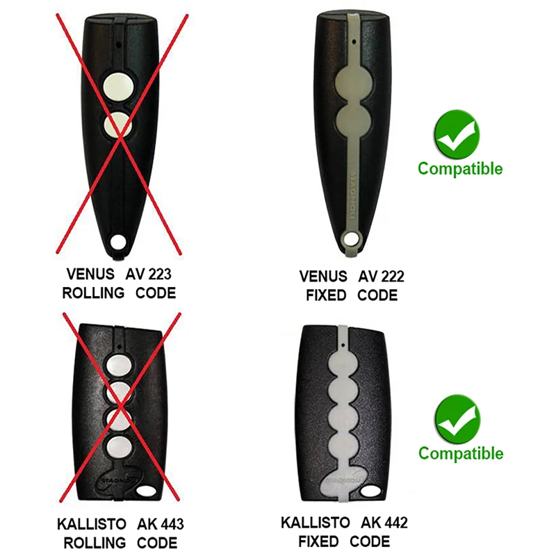 100% Clone STAGNOLI VENUS AV222 KALLISTO AK442 Remote Control Pintu Garasi 433.92MHz Kode Tetap