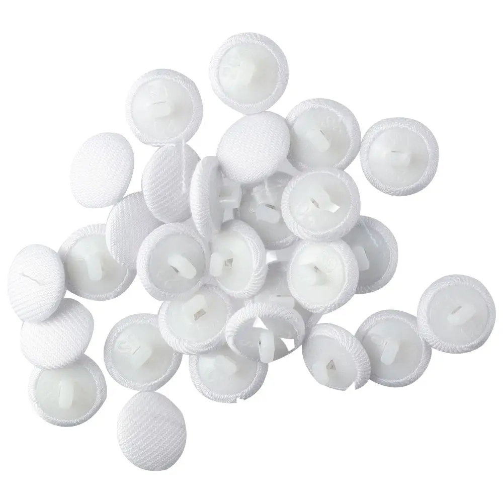 70Pcs 12.5mm Plastic Shank Tuxedo Button White Round Fabric Covered Velvet Cloth Buttons Gowns Sewing Works