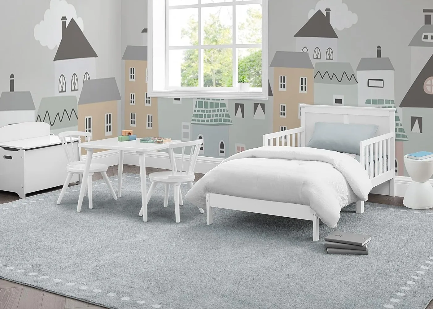 Cama de madera para niños pequeños, cama con Certificado de Oro Greenguard, Bianca, blanco, Delta Children