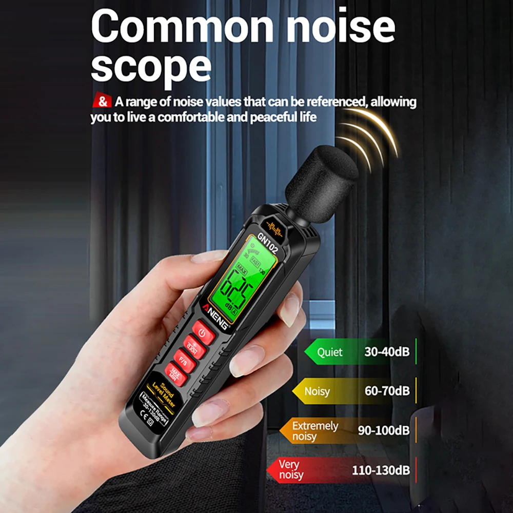 ANENG Decibel Sound Tester Color Screen Household Noise Meter Measuring Volume and Sound Level Meter Measuring Noise Instrument