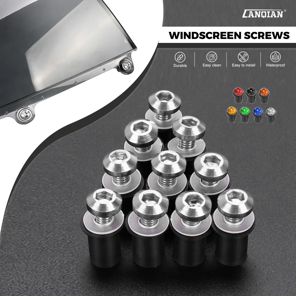 M5 10PCS Windshield Screw For BMW S1000RR 2024 S 1000 RR S1000 RR 2010-2023 Fairing Bolts Kit Rubber Nuts Windscreen Accessories