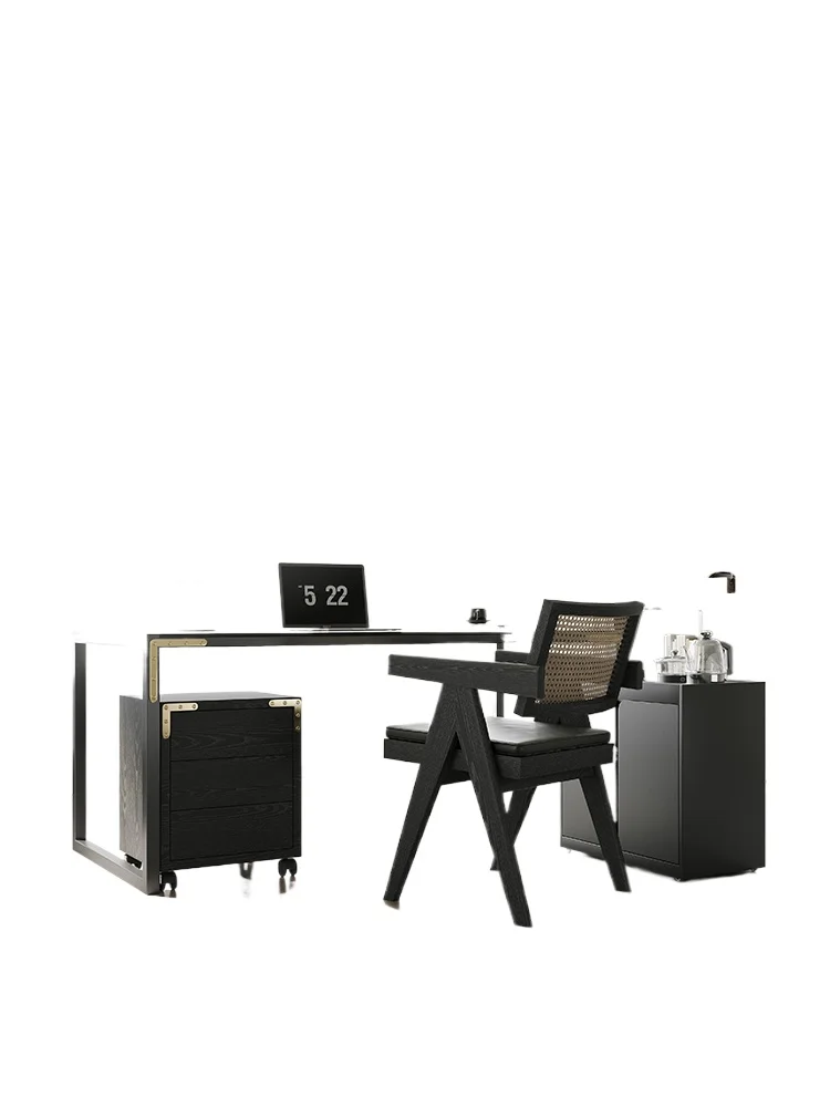 

Italian minimalist rock slab tea table and chair combination household balcony small tea table desk integrated modern small