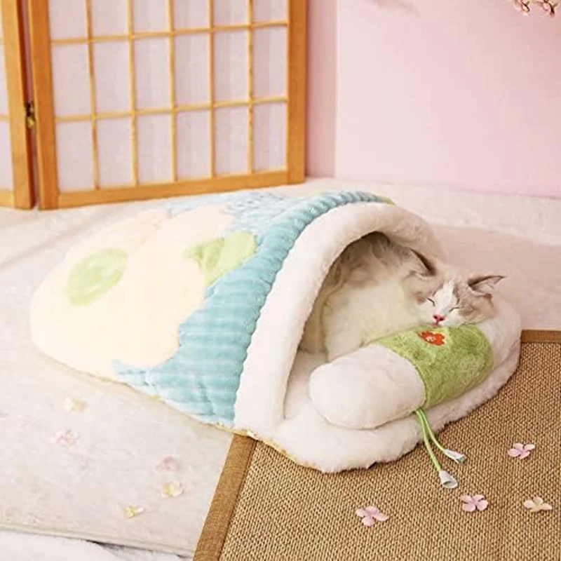 

Cute-Pet House, Sakura Cat-Sleeping Bag With Pillow, Cute Cave Cat-Bed, Calming Dog Bed, Soft Warm Cozy-Pet Supplies Easy To Use