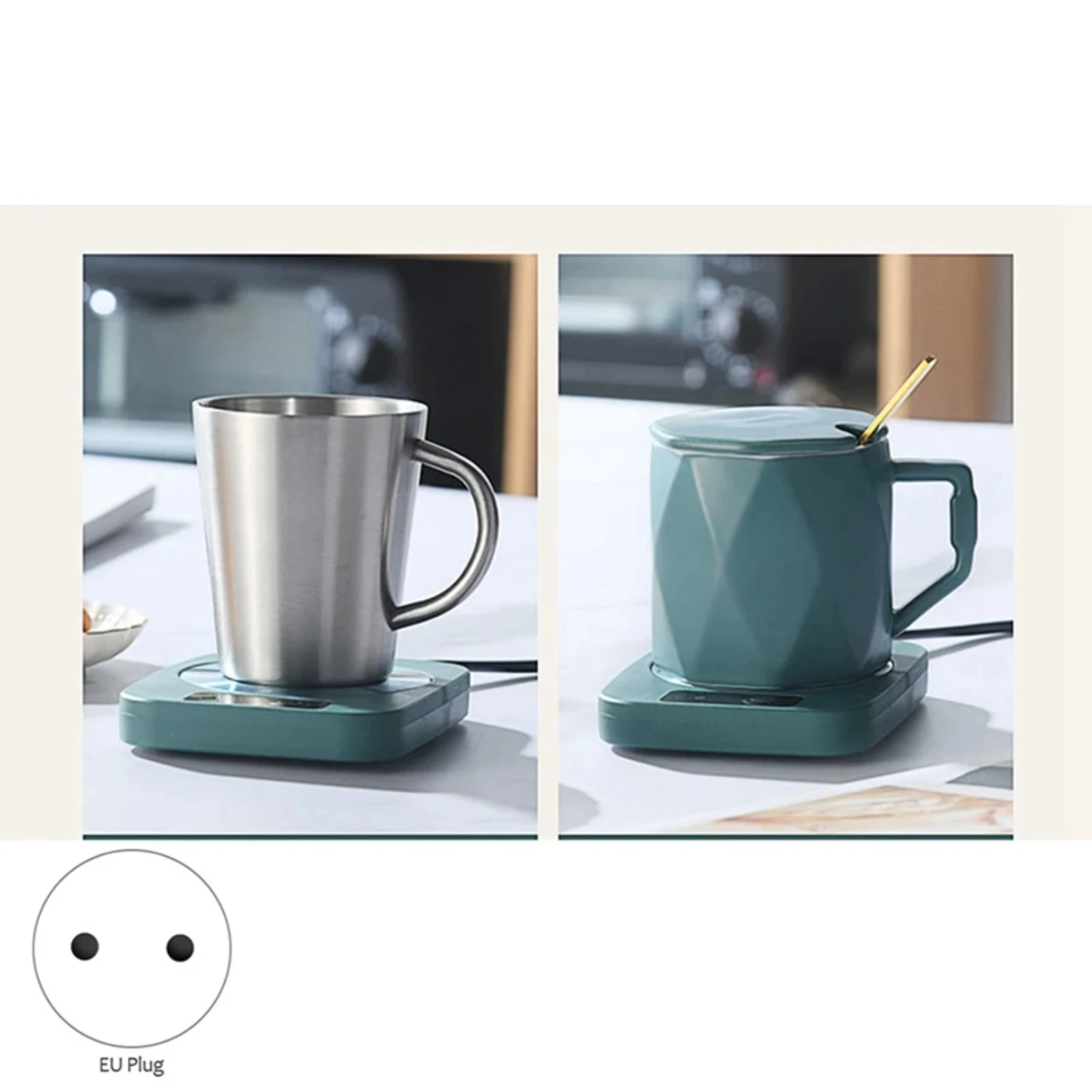 Calentador de tazas, taza de café, calentador de tazas, té de la leche, almohadilla calefactora de agua, calentador de tazas, estera cálida, posavasos de temperatura constante, enchufe europeo