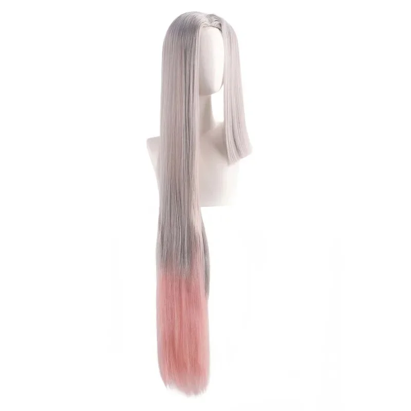 Le Cool Party Silve White Gray Pink Gradient Long Straight Hair Vaggie Hazbin Hotel Cosplay Wig TU8]