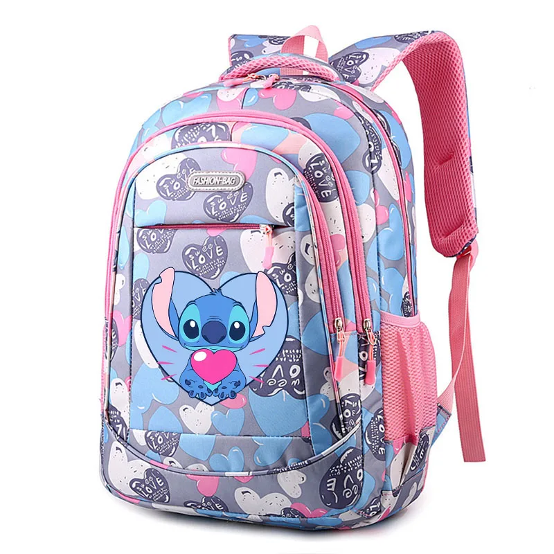 Disney Stitch Student Schoolbag Large Capacity Cartoon Angel Women Backpack Fashion Teenage Girl Book Bags Cute Study Gifts