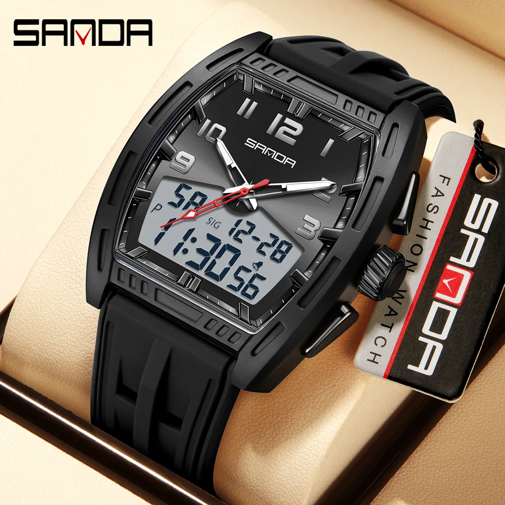 SANDA 6331 Luminous Original Electronic Digital Quartz Watch Sports Multi Functional Student Electronic Watch Timing Alarm Clock