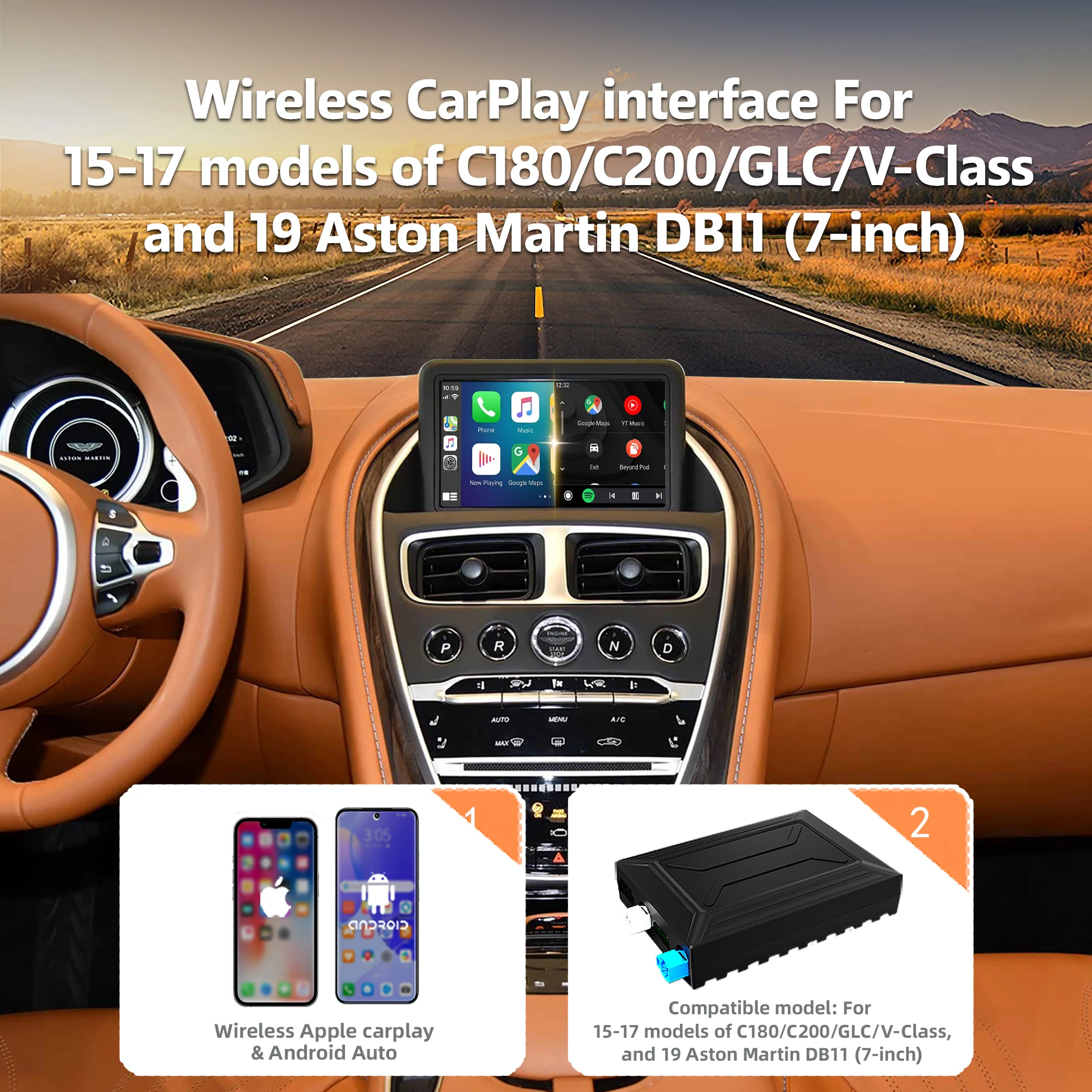 

Wireless CarPlay Android Auto Interface for Aston Martin 2015-2018 NTG5.0 System Screen Mirroring Retrofit Module