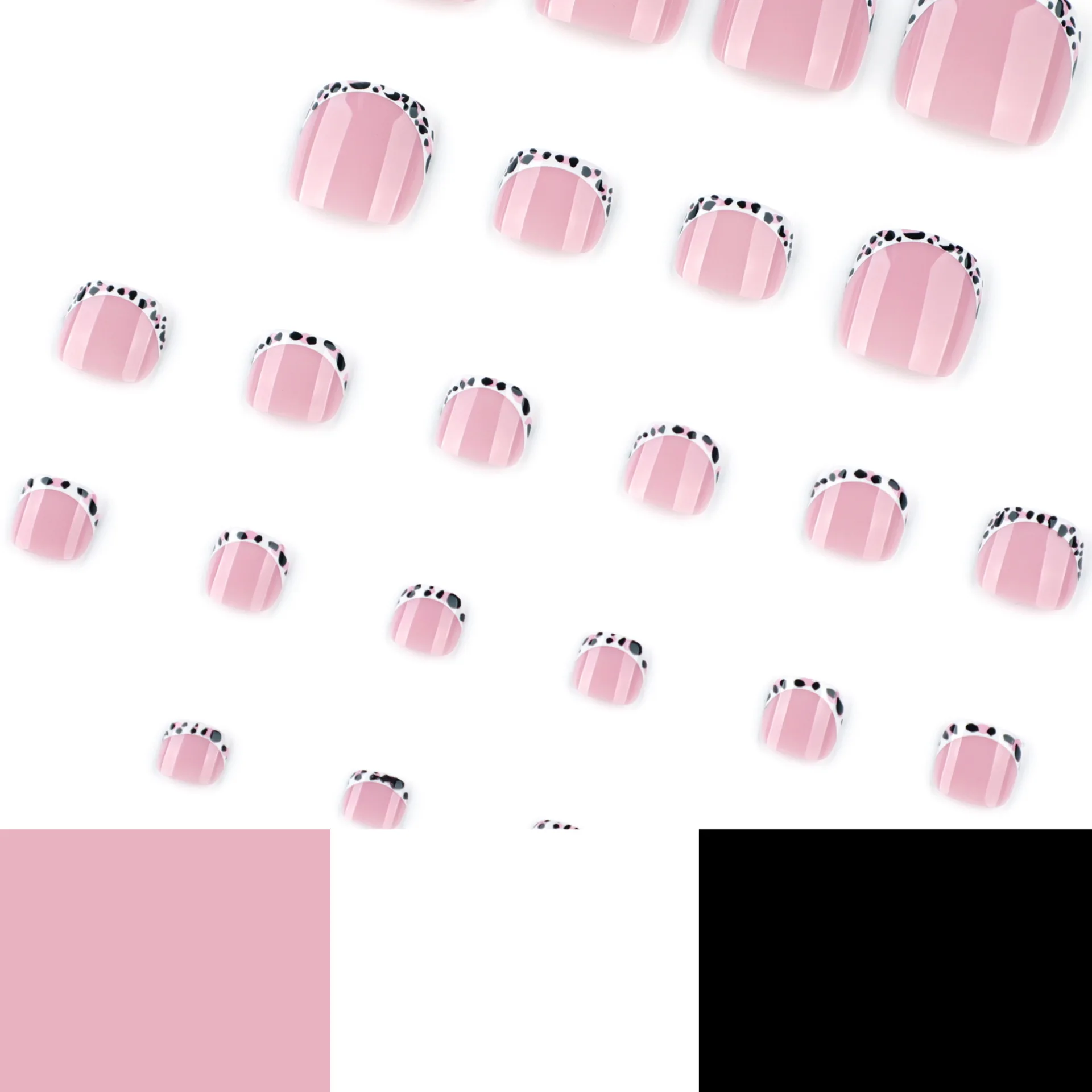24 pezzi French False Toe Nail Press on Toe Nail Stampe leopardate europee Unghie finte Acrilico Riutilizzabile Toe Nail Decorate