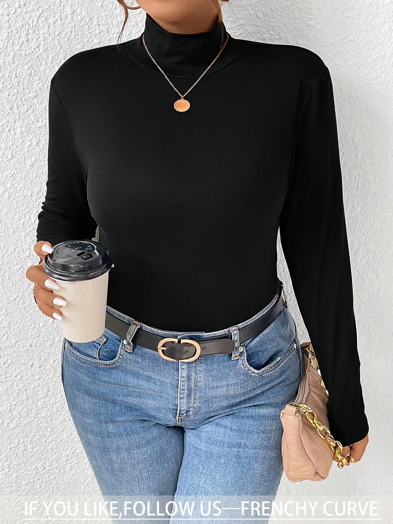 Black Solid Ribbed Slim Fit Mock Neck Long Sleeve Knit Top