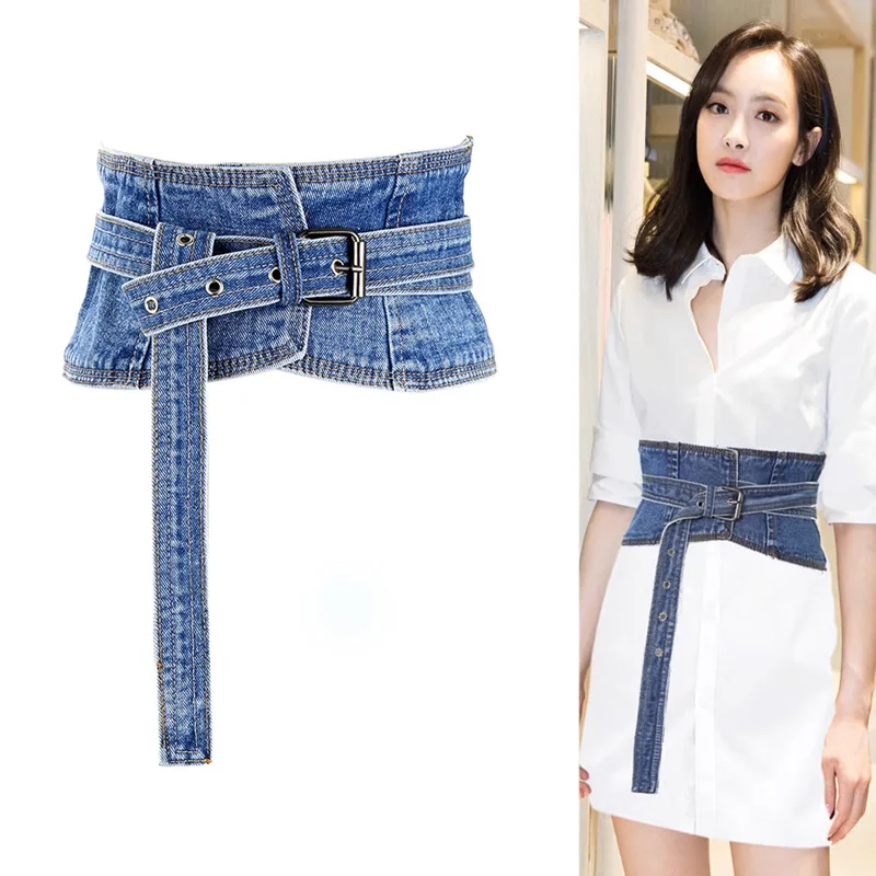 

Wide Denim Waist Belt for Women Retro Wide Corset Cinch Belt Waistband Ladies Dress Belt Cinturones Para Mujer Hombre