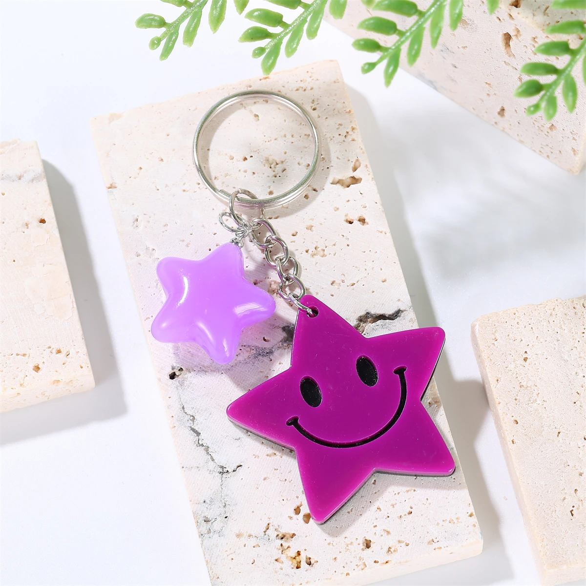 Summer Style Smile Star Pendant Keychain for Girls Gift, Backpack Accessories Women Keyring