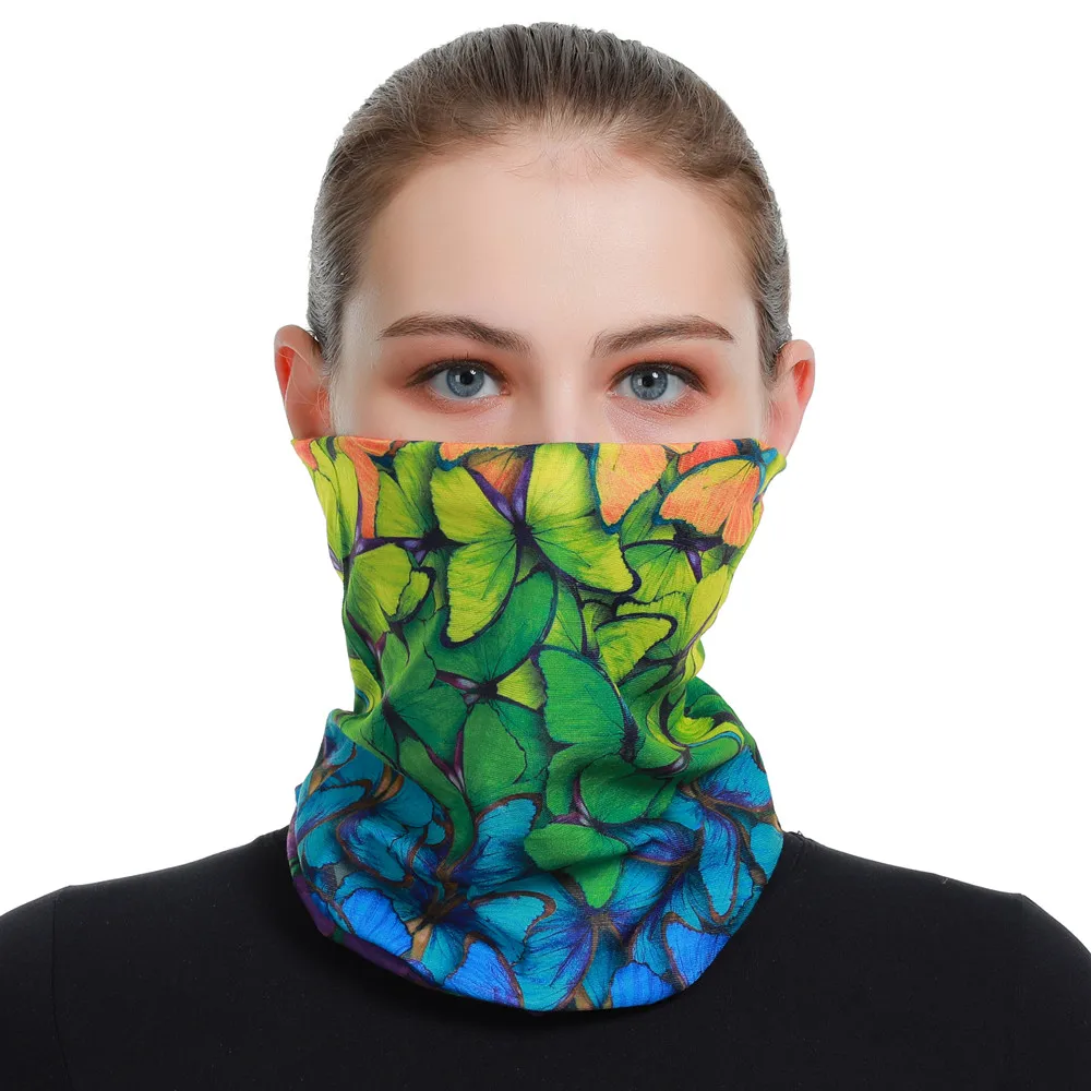 Bandana facial gradiente de borboleta 3D para mulheres e homens, balaclava de ciclismo, máscara esportiva, bandana masculina, lenço multiuso para