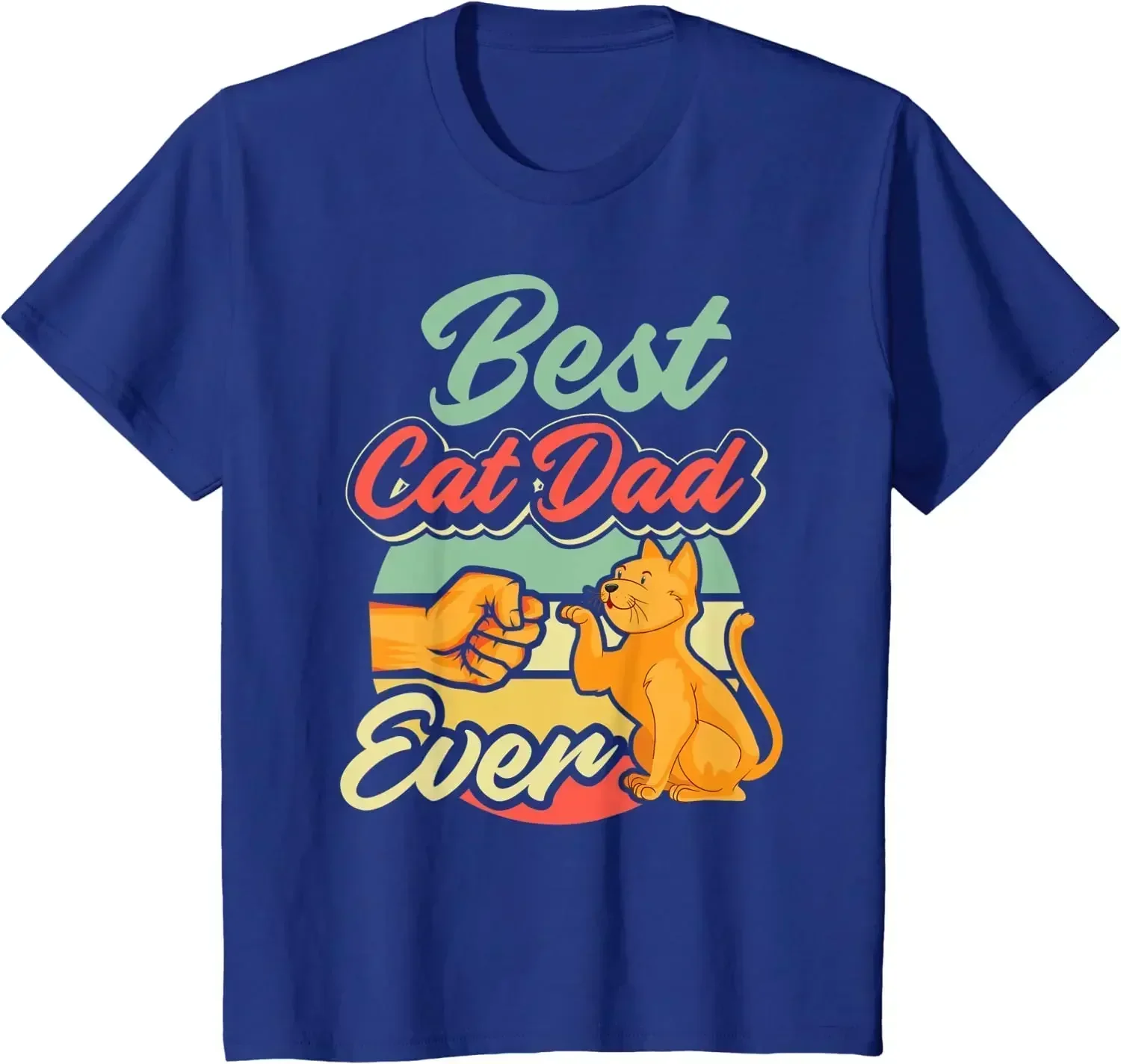 

Best Cat Dad Ever Graphic Tee Men Cotton Retro Vintage T-Shirt
