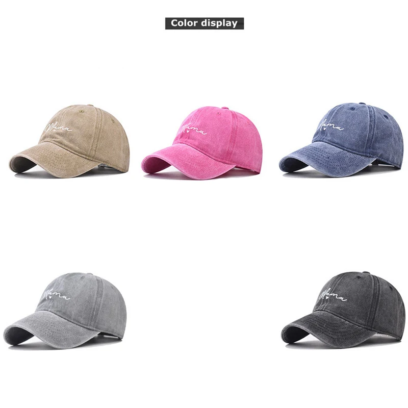 Vintage Washed Cotton Baseball Caps Men Women MAMA Letter Embroidered Hat Spring Summer Unisex Adjustable Snapback Hip Hop Hats