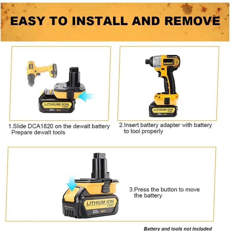 ZWINCKY-Adaptador de Bateria com USB, DCA1820 para Dewalt, Ferramentas 18V, Converter para Bateria de Lítio Dewalt 20V, DC9096, DE9098, DE9096, 1 PC, 2PCs