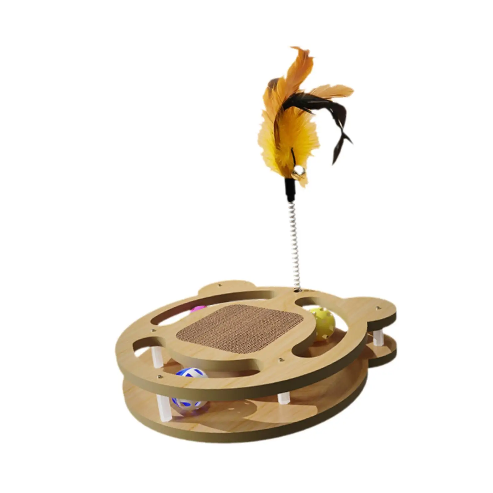 2 Level Wood Cats Ball Track Toy Exerciser Game Funny for Kitten with Ball Pet Supplies for Cats Cat Rotation Toy Cats Pet