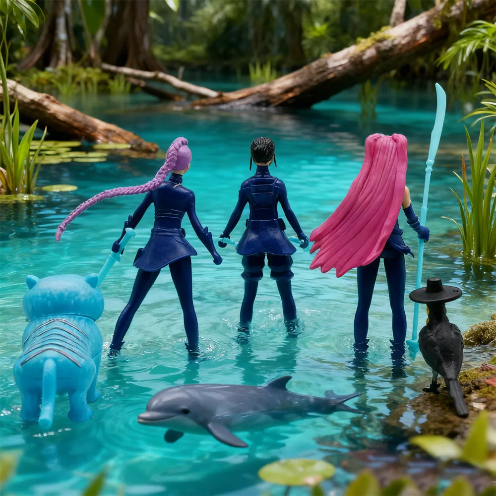 5-Piece Anime Action Figure Set with Fantasy Characters, Raven & Tiger - Decorative Collectible Statues for Display