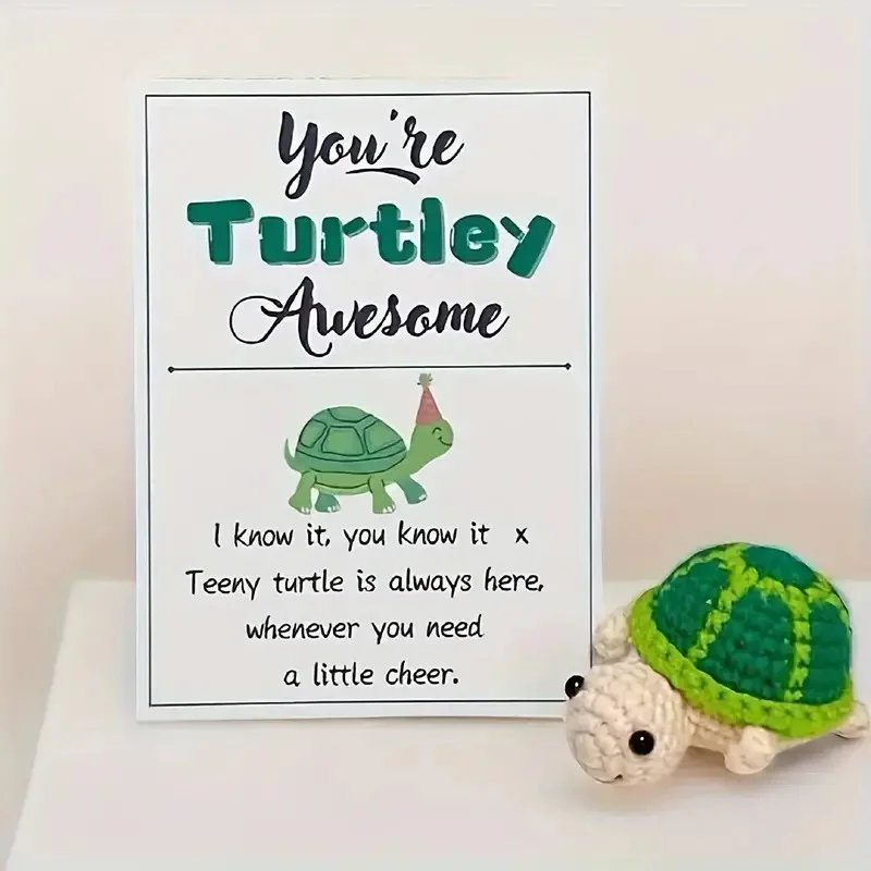 Creative Knitting Woolen Mini Cute Tortoise Doll Handmade Crochet Turtle Ornament Diy Animal Keychain Christmas Gift Home Decor