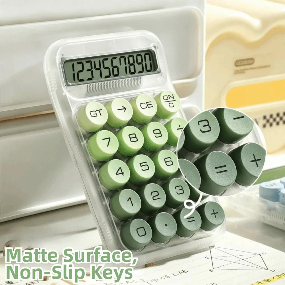 10-digit Display Electronic Calculator Transparent Design Lcd Display Desktop Calculator Gradient Color Anti-slip Pad