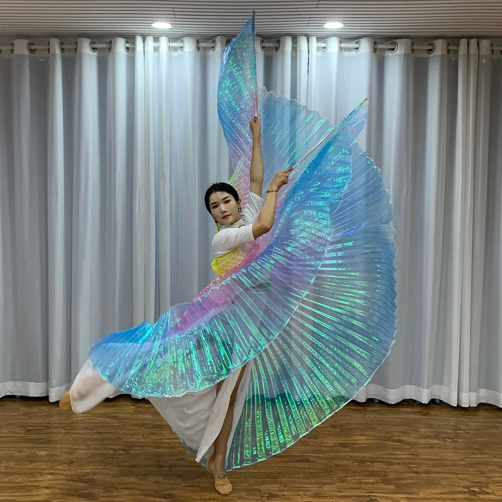 Belly dance costume gold wings props egypt Indian costume jewelry color tricolor red yellow blue gradual change